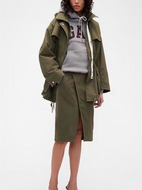 Olive Midi Wrap Skirt - Classic Utility Style